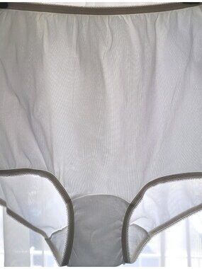 Vintage Nylon Panty Size 9 Brief 3 Pairs Satin White Double Gusset Sissy NWOT